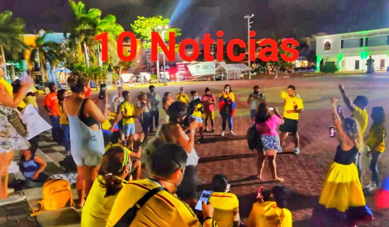 En la plaza 28 de Julio del centro de Playa del Carmen, se congregaron un grupo de protestantes de aquella nación sudamericana, quienes vestidos de sus colores patrios y banderas clamaron por la intervención de organismos de Derechos Humanos Internacionales, ya que en este conflicto está costando la vida de sus compatriotas a manos de su propio Ejército y la Policía.
