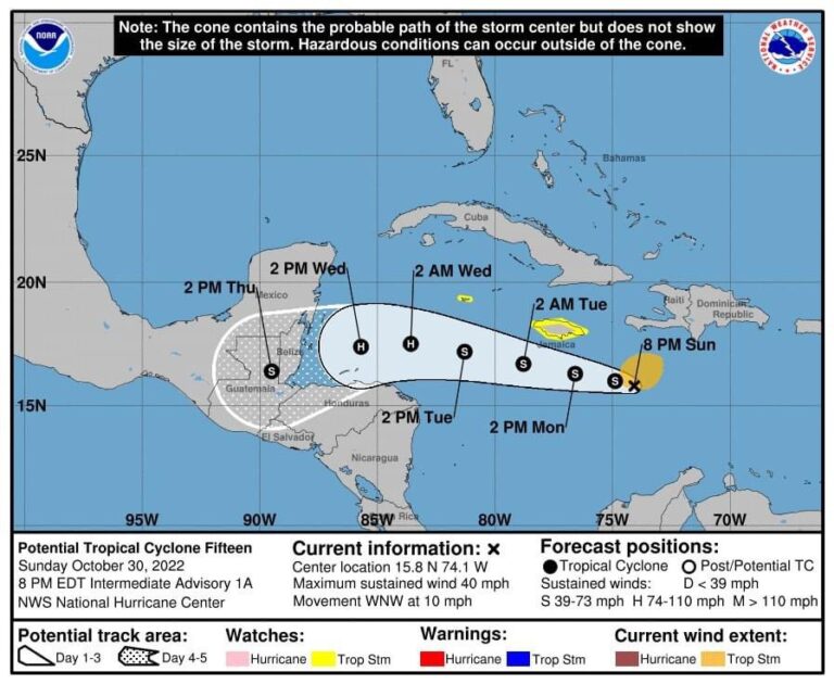 EMITEN ALERTA AZUL EN SUR DE QUINTANA ROO, ANTE POTENCIAL DE CICLÓN TROPICAL 15