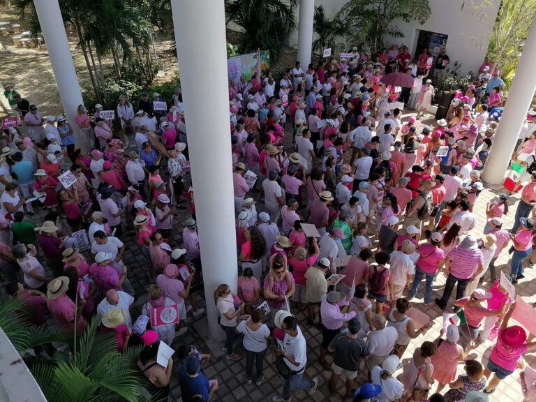 SE MANIFIESTAN A FAVOR DE INE EN PLAYA DEL CARMEN