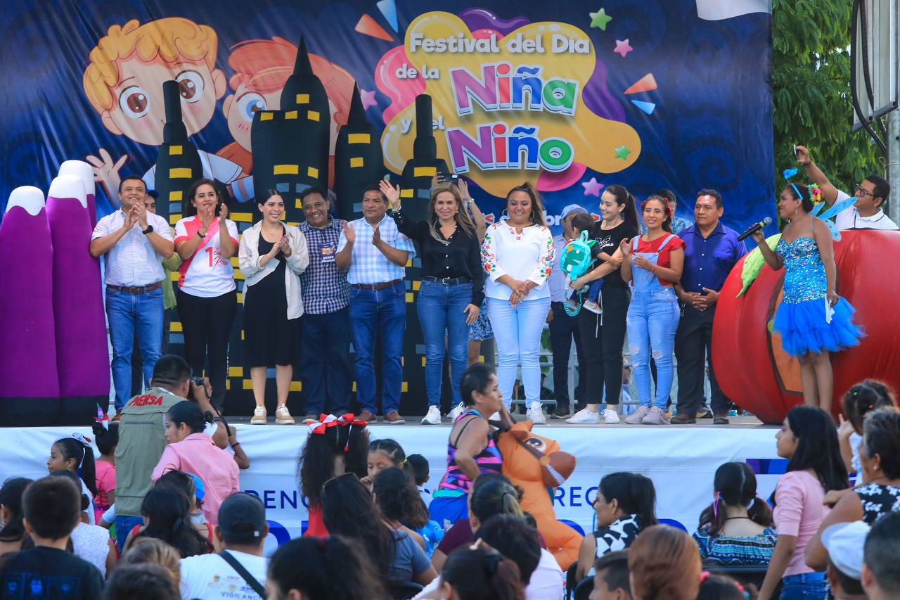 • La presidenta Lili Campos convivió con los pequeños en el festival organizado para celebrar el Día de la Niña y el Niño en Puerto Aventuras.