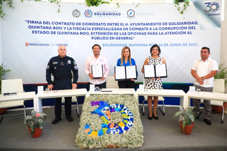 FIRMAN COMODATO AYUNTAMIENTO DE SOLIDARIDAD Y FISCALÍA ESPECIALIZADA CONTRA CORRUPCIÓN