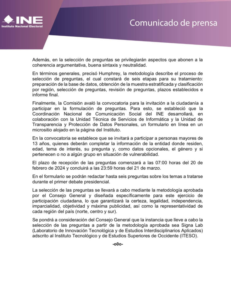 SELECCIONARÁ INE PREGUNTAS DE REDES SOCIALES PARA DEBATE PRESIDENCIAL