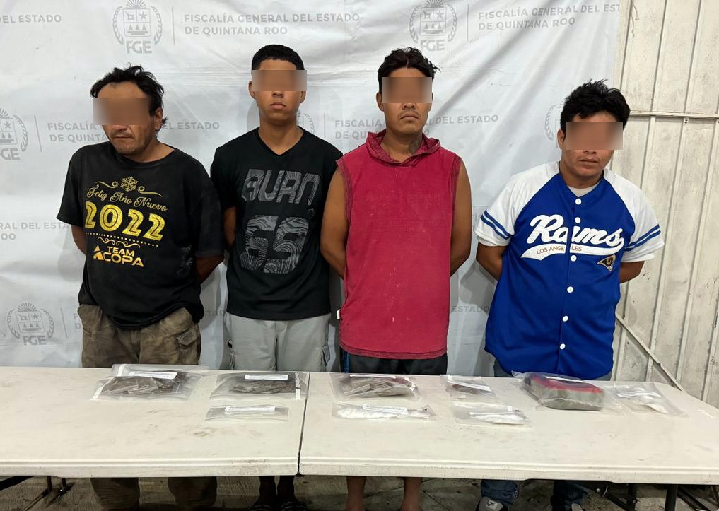 FGE de Quintana Roo detiene a 6 personas por narcomenudeo y decomisa drogas en colonia irregular de Benito Juárez