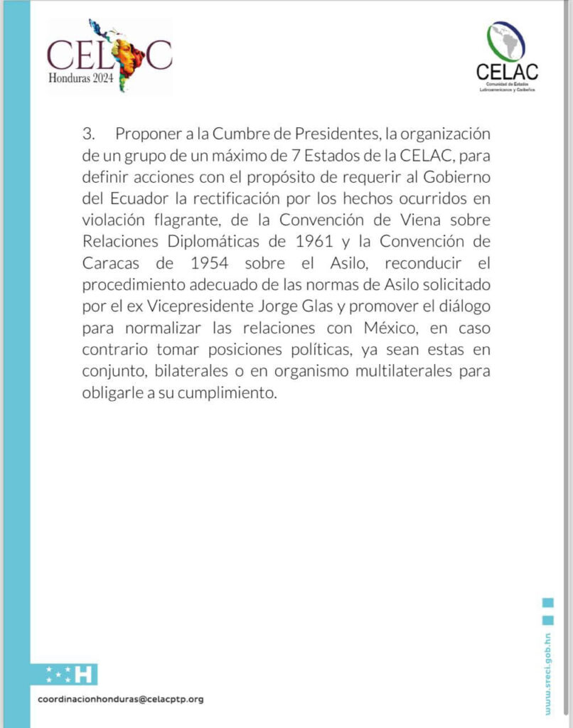 PROPONEN “CUMBRE DE PRESIDENTES” PARA CONDENAR ACTUAR DE ECUADOR EN EMBAJADA DE MÉXICO