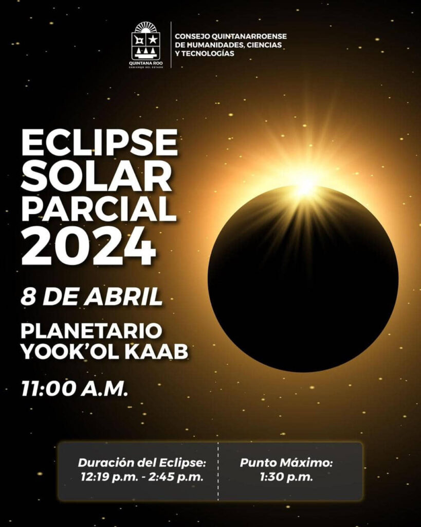 El 8 de abril en los planetarios de Cancún, Playa del Carmen, Cozumel y Chetumal la población podrá observar el Eclipse Solar parcial