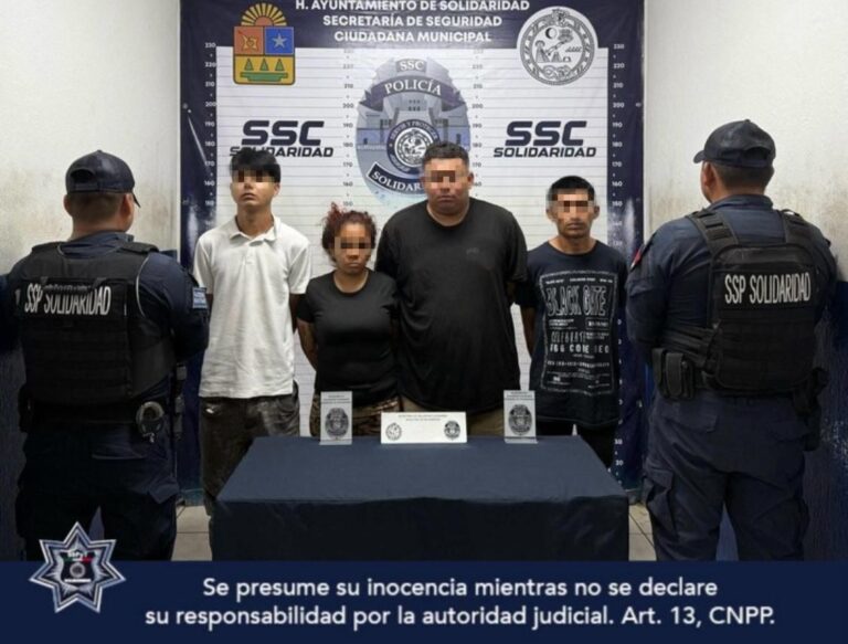 Detenidos 3 masculinos y 1 fémina en Xcacel