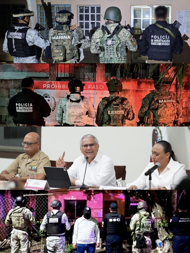 Capturan Fiscalía y Grupo Interinstitucional a 5 personas y aseguran armas en Othón P. Blanco y Benito Juárez