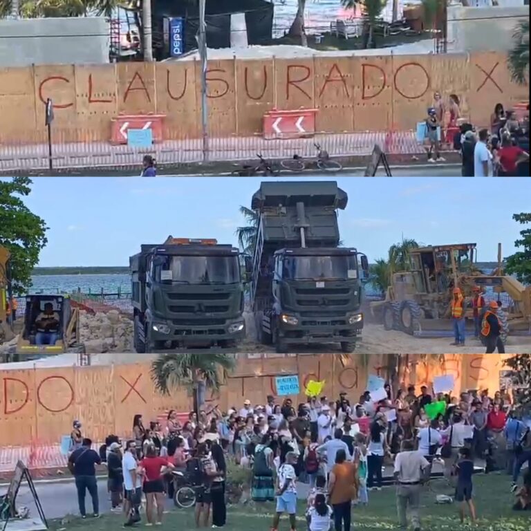 Ciudadanos clausuran simbólicamente obra de SEDENA en Bacalar y denuncian ante PROFEPA
