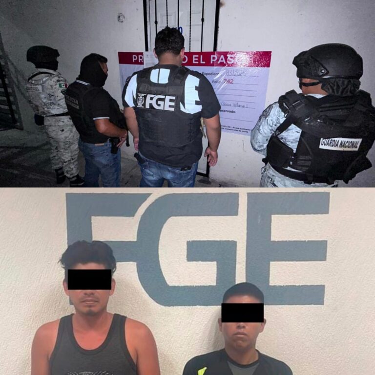 • La diligencia tuvo lugar en el Fraccionamiento “El Edén”; en sus inmediaciones fueron detenidas dos personas