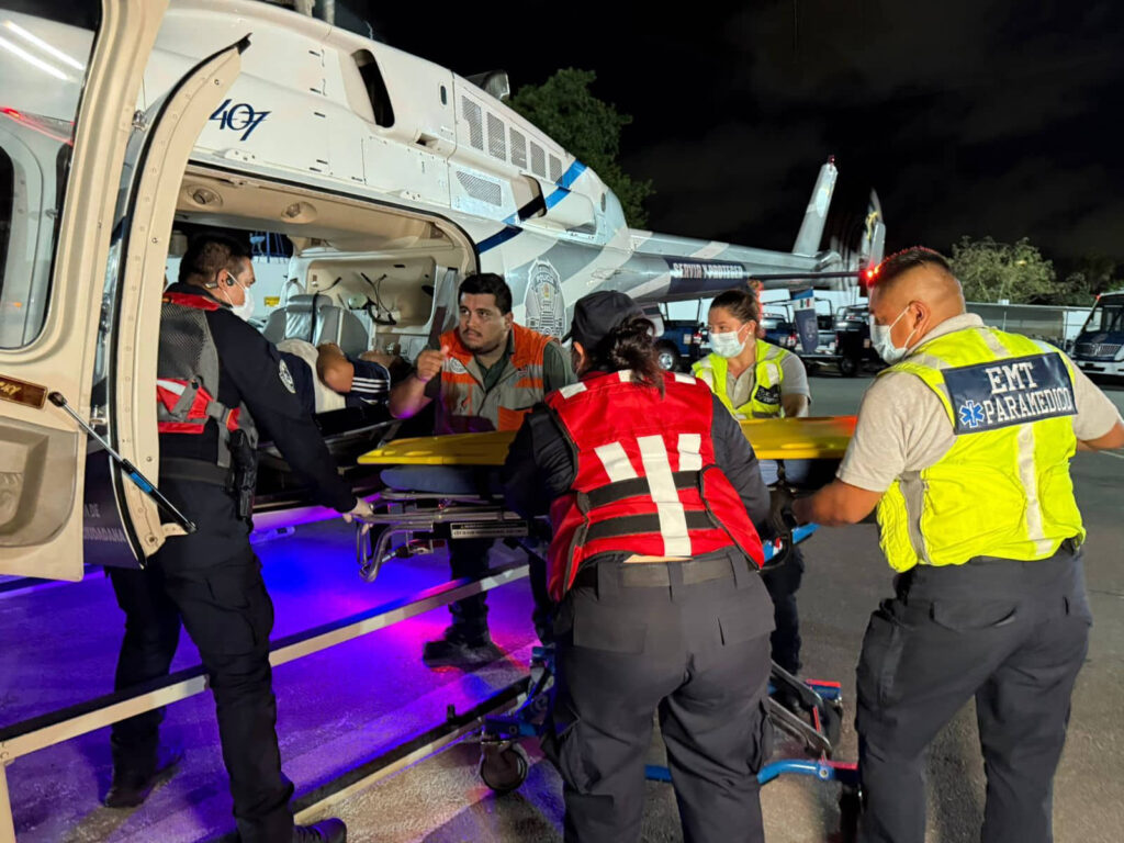 Helicóptero de la SSC Playa del Carmen realiza rescate aéreo luego de accidente en Puerto Morelos