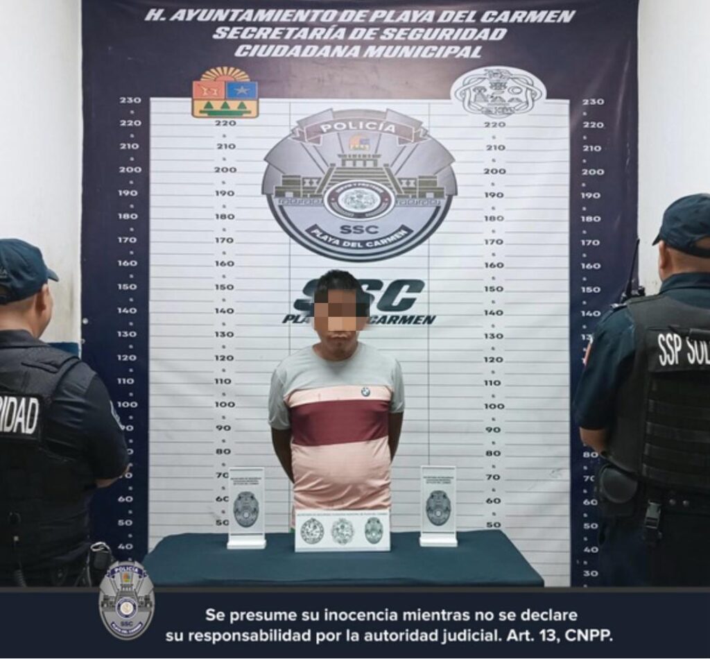 Detienen a sujeto por agredir a policía en Playa del Carmen