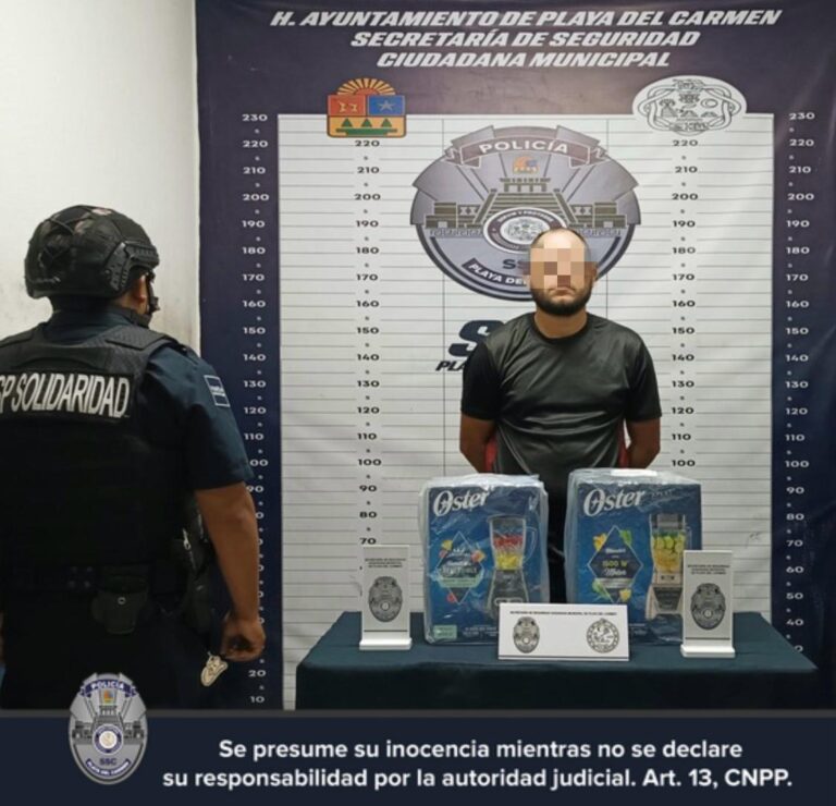 Detienen a presunto ladrón en tienda comercial del centro de Playa del Carmen