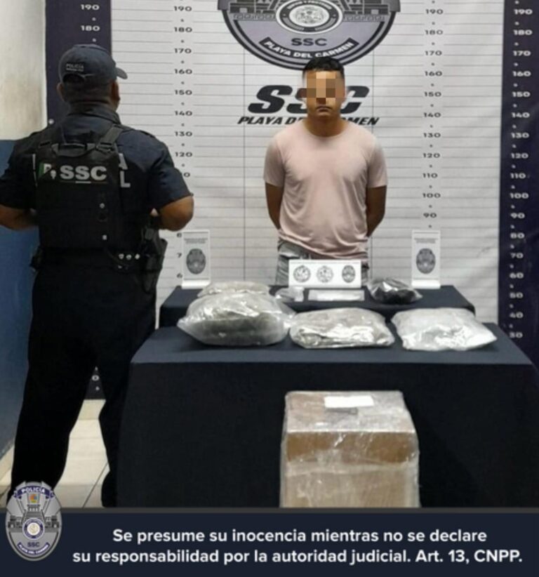 Detienen a presunto narcomenudista en Playa del Carmen; aseguran drogas y vehículo