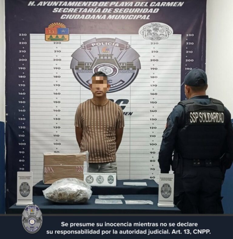 Aseguran drogas, vehículo y detienen a presunto narcomenudista en Playa del Carmen