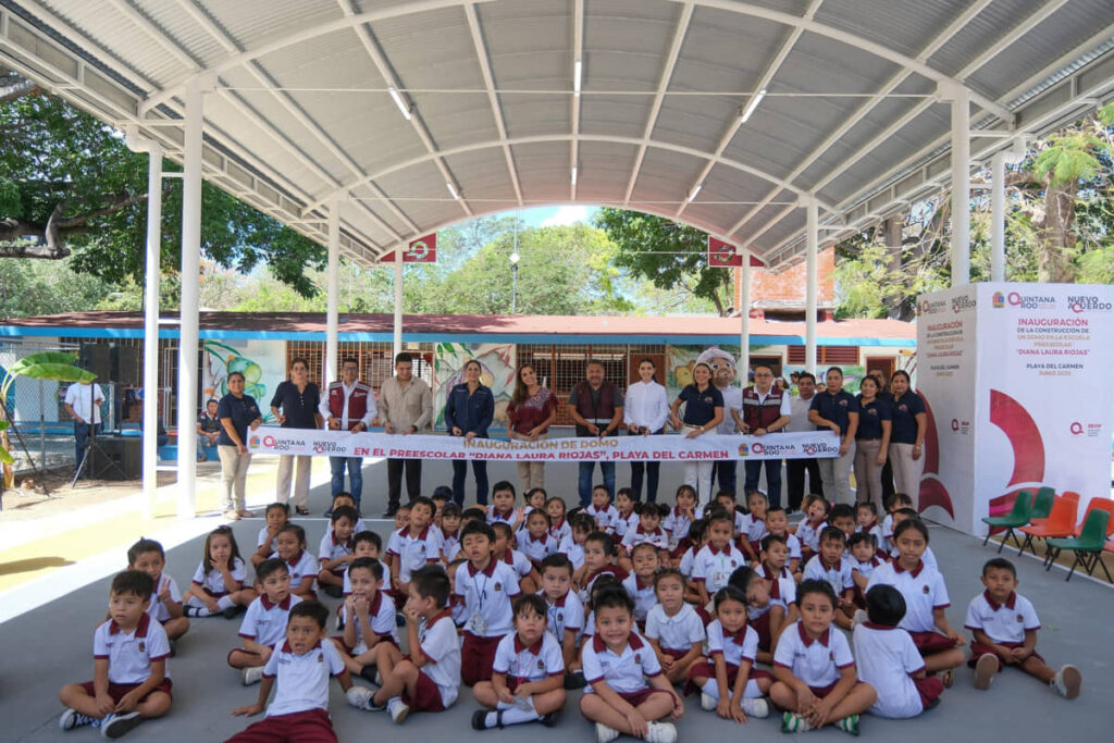 Gobierno de Quintana Roo instala domo en preescolar de Zazil-Há con inversión de 1.8 mdp