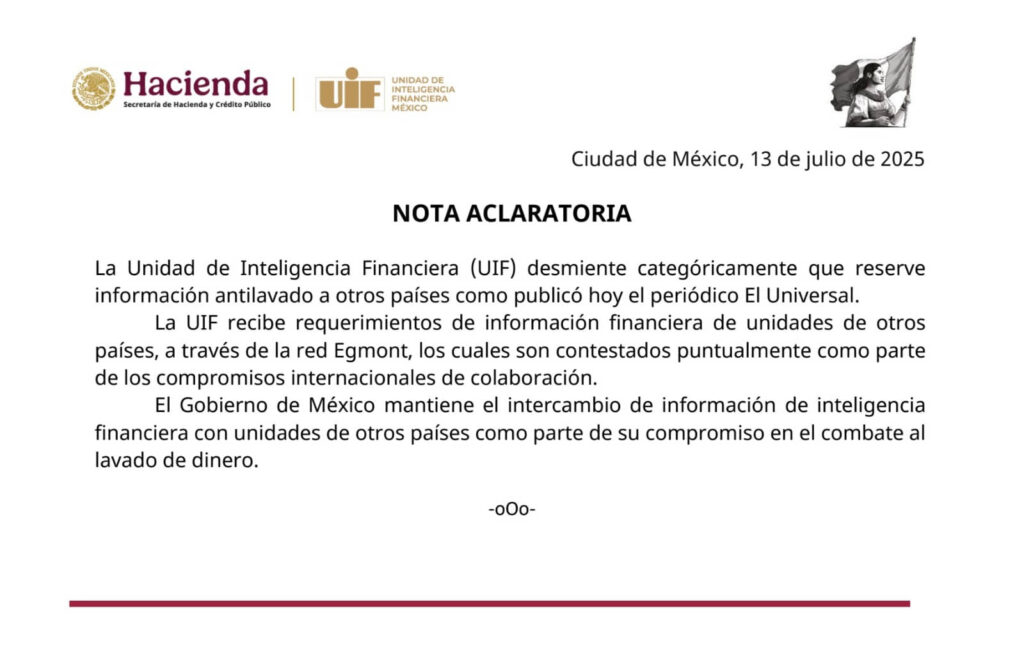 Desmiente UIF que se oculte información sobre financiamiento ilícito
