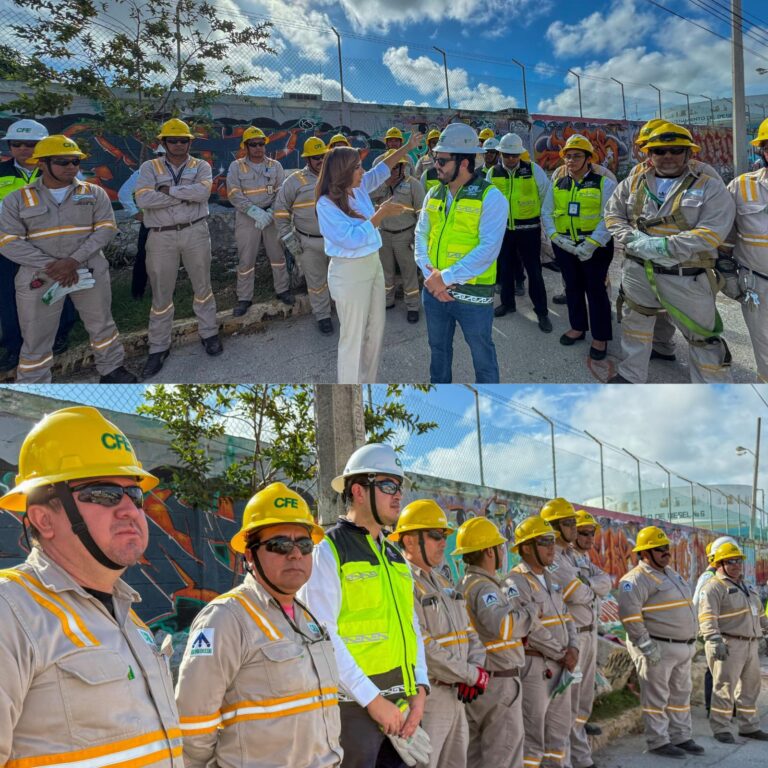 Supervisan restauración de energía eléctrica de CFE en Av. Huayacán, Kabah y Las Torres