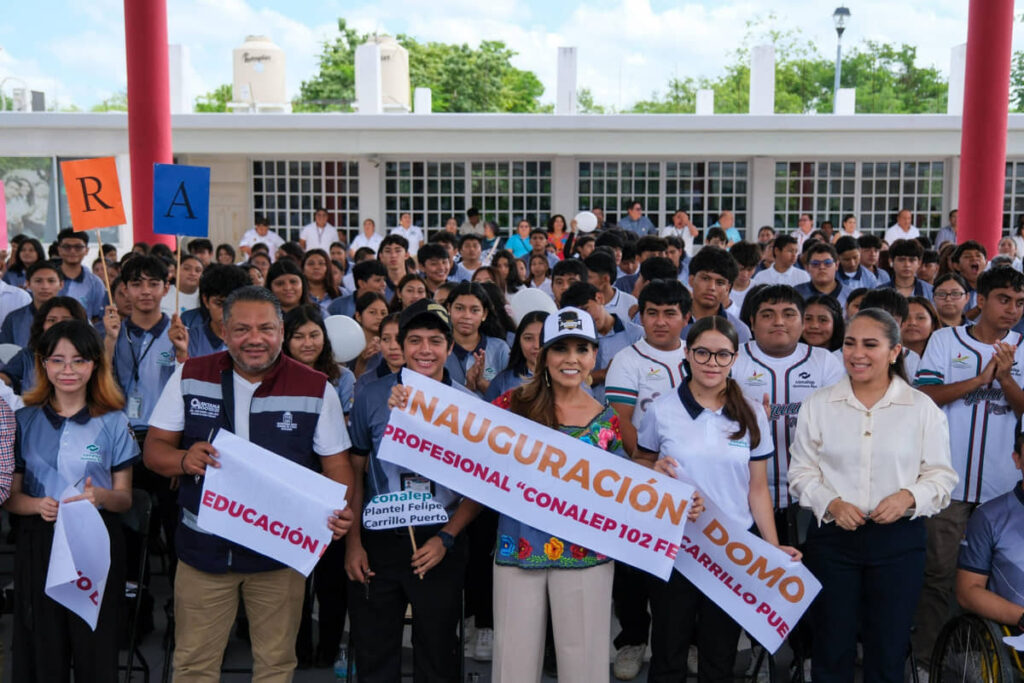 Entrega Mara Lezama un nuevo domo, en el Conalep 102 “Felipe Carrillo Puerto”, para el bienestar de más de 550 estudiantes