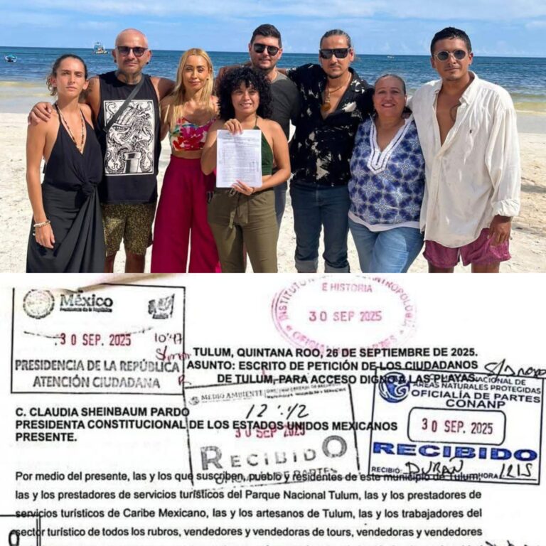 Movimiento “Por Playas Libres Tulum” entrega pliego petitorio ante autoridades federales, estatales y municipales