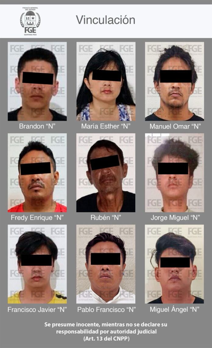 • La Fiscalía General del Estado informa que los ahora imputados son Francisco Javier “N, Brandon “N”, María Esther “N”, Pablo Francisco “N”, Rubén “N”, Miguel Ángel “N”, Jorge Miguel “N”, Manuel Omar “N” y Fredy Enrique “N”