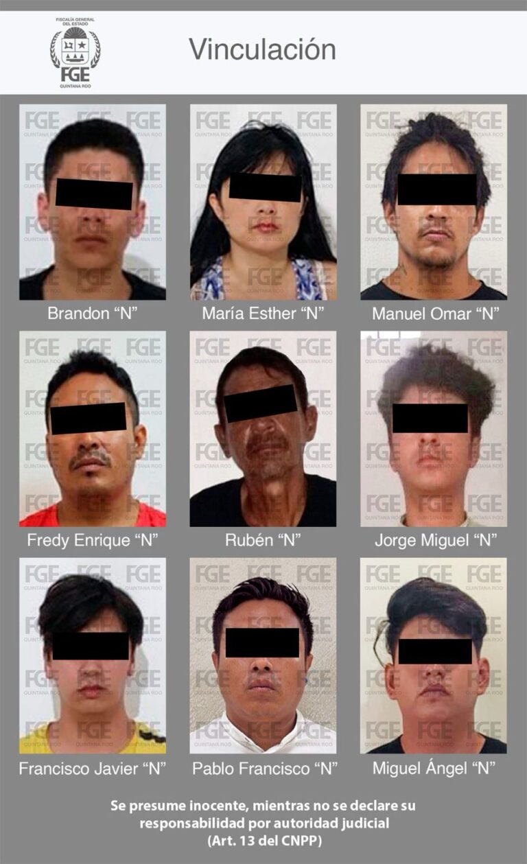 • La Fiscalía General del Estado informa que los ahora imputados son Francisco Javier “N, Brandon “N”, María Esther “N”, Pablo Francisco “N”, Rubén “N”, Miguel Ángel “N”, Jorge Miguel “N”, Manuel Omar “N” y Fredy Enrique “N”
