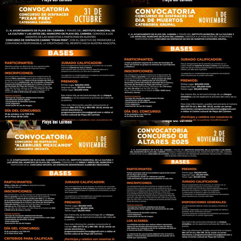 Convocan a participar en concursos con motivo del Janal Pixan 2025 en Playa del Carmen